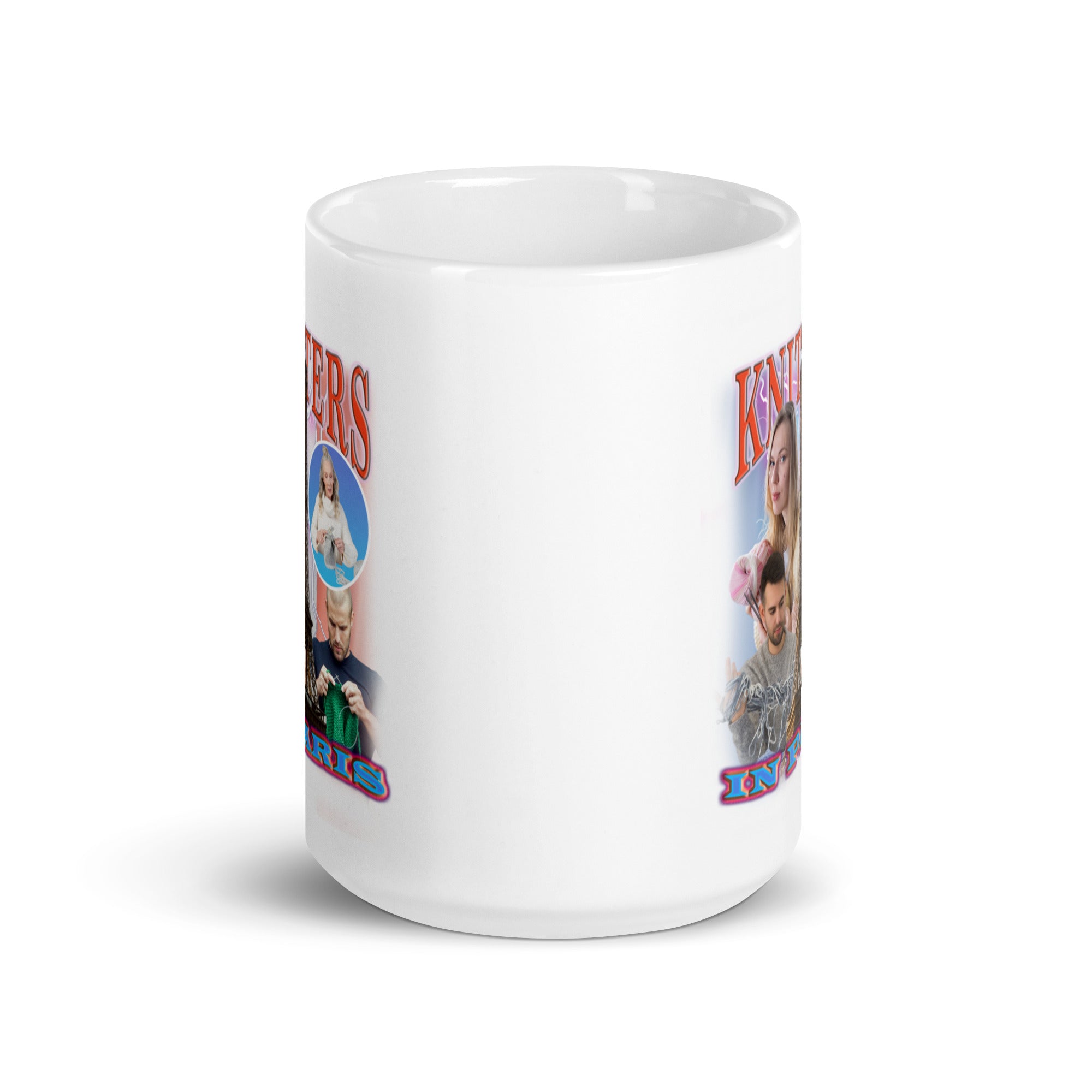 Knitters in Paris White glossy mug