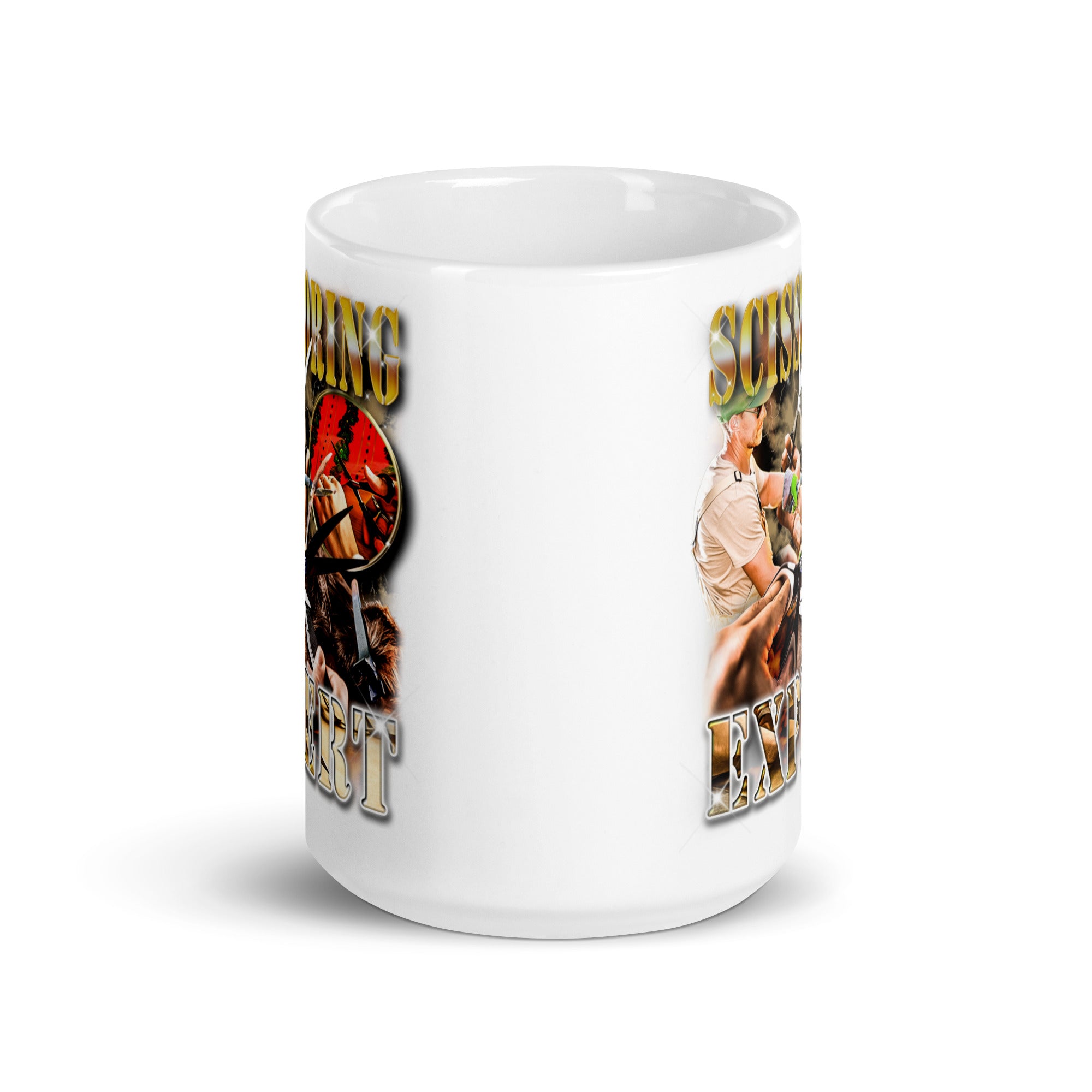 Scissoring Expert White glossy mug