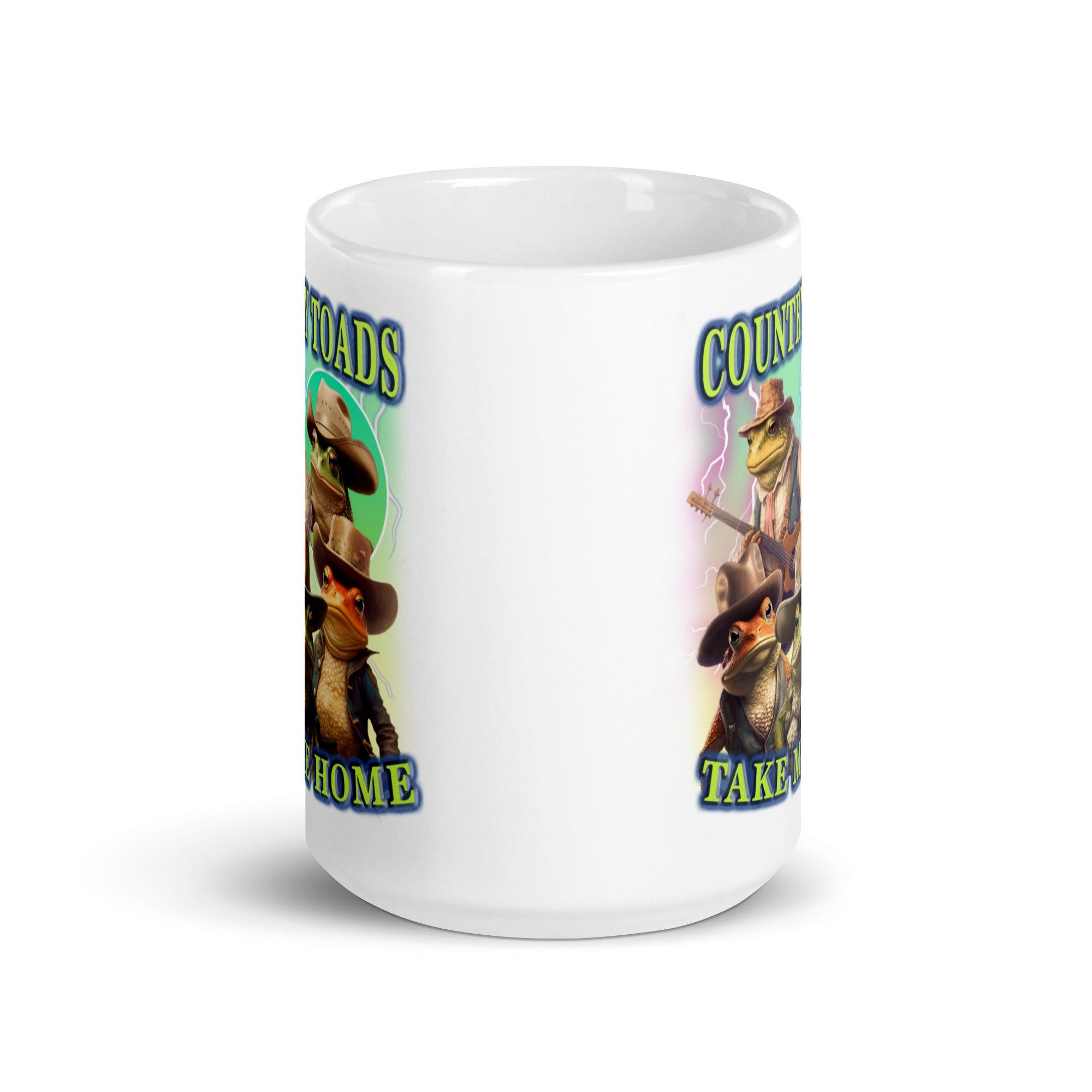 Country Toads Take me Home White glossy mug