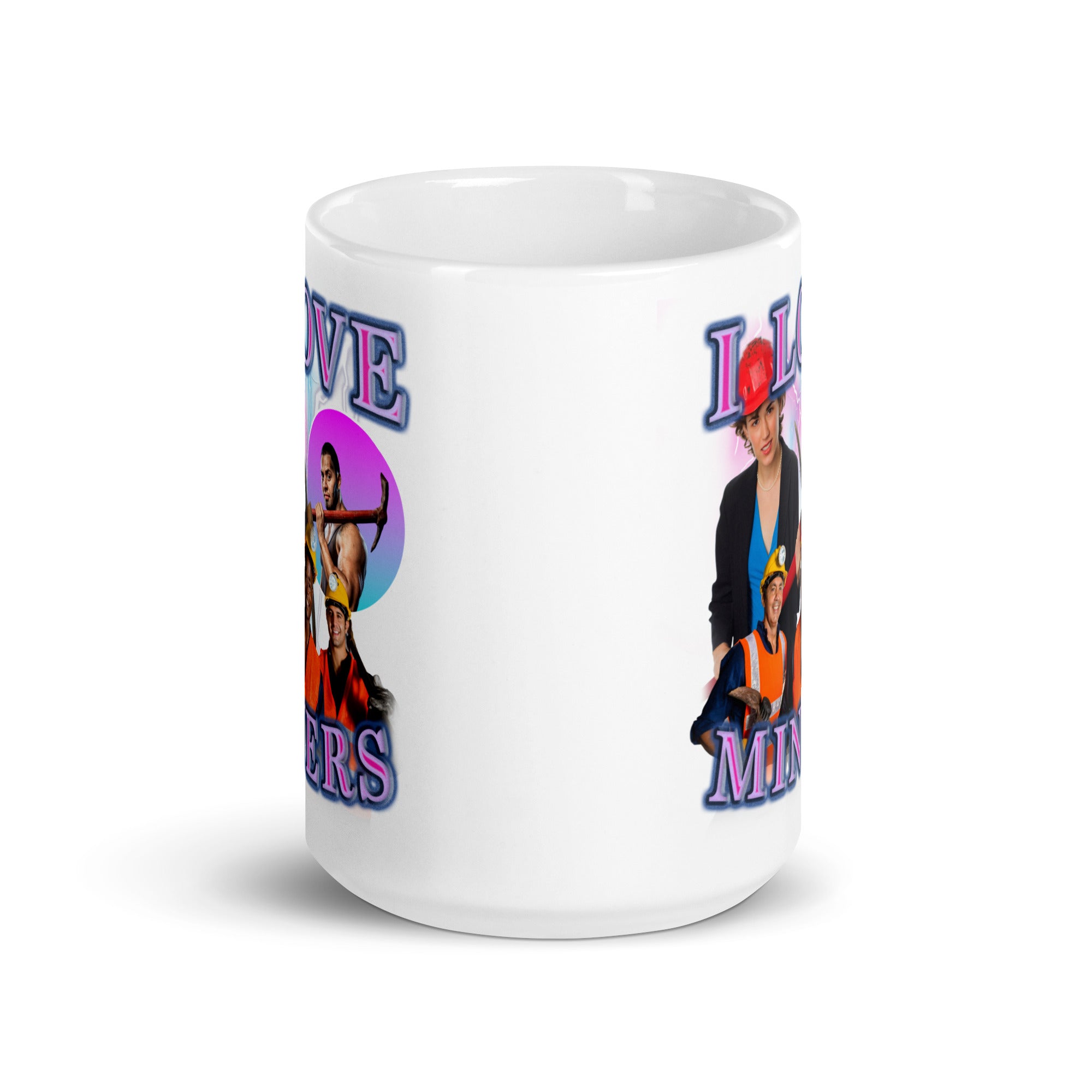 I Love Miners White glossy mug