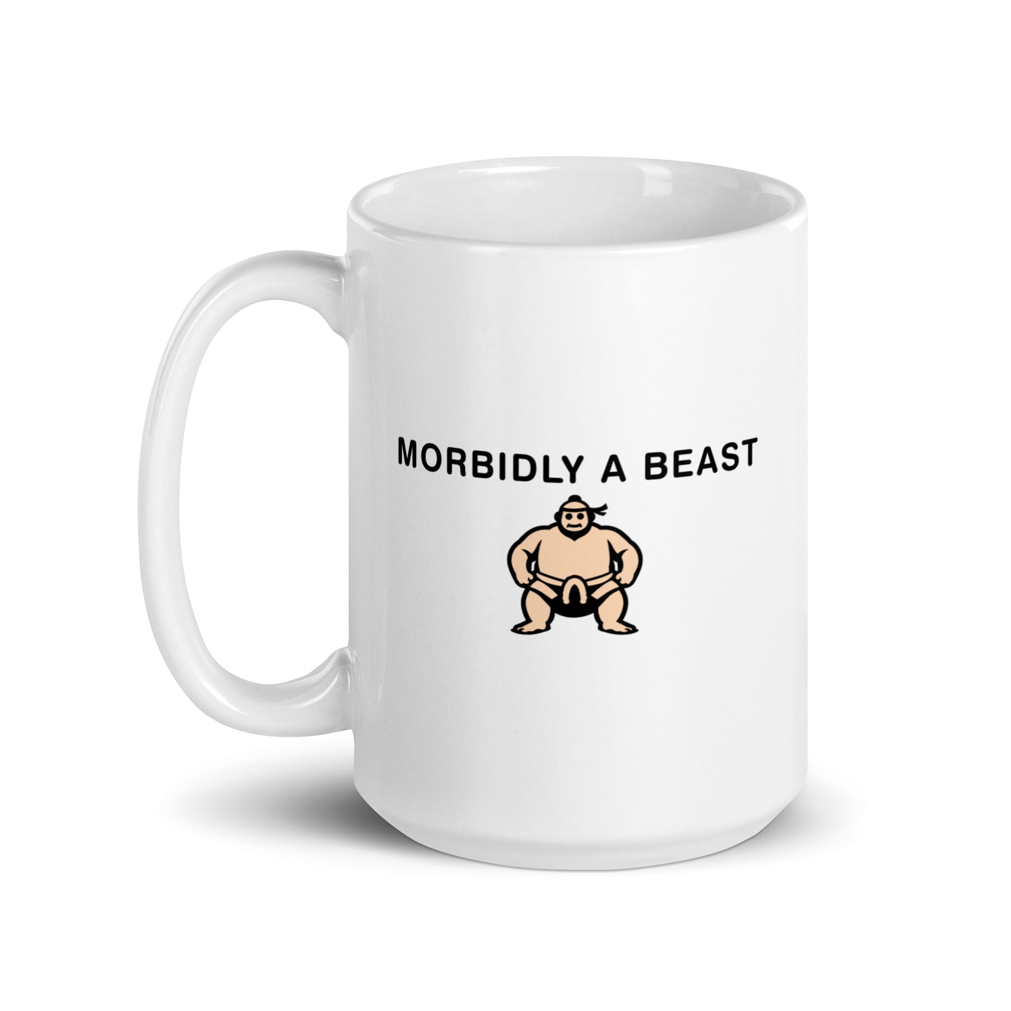 Morbidly a Beast White glossy mug