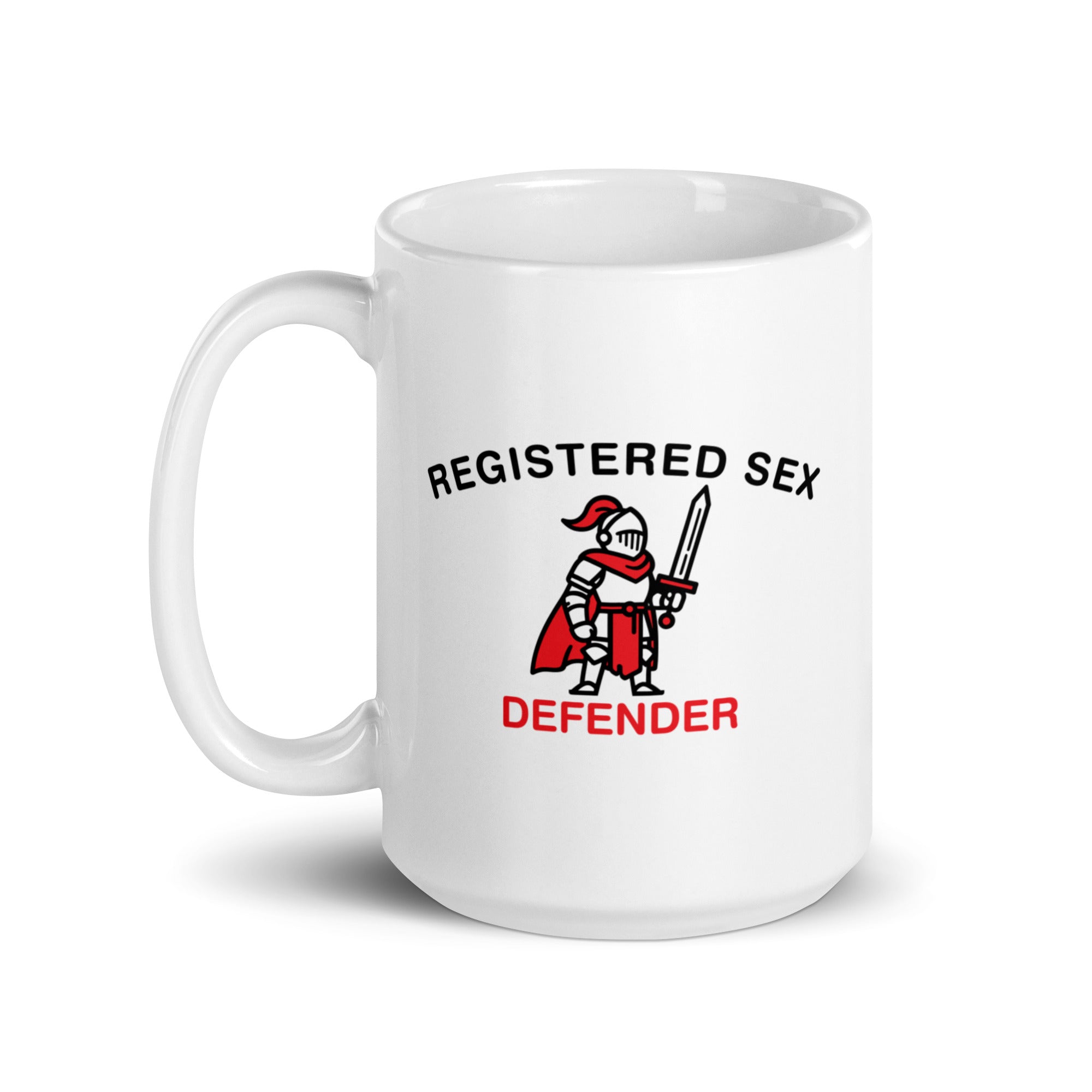 Registered Sex Defender White glossy mug