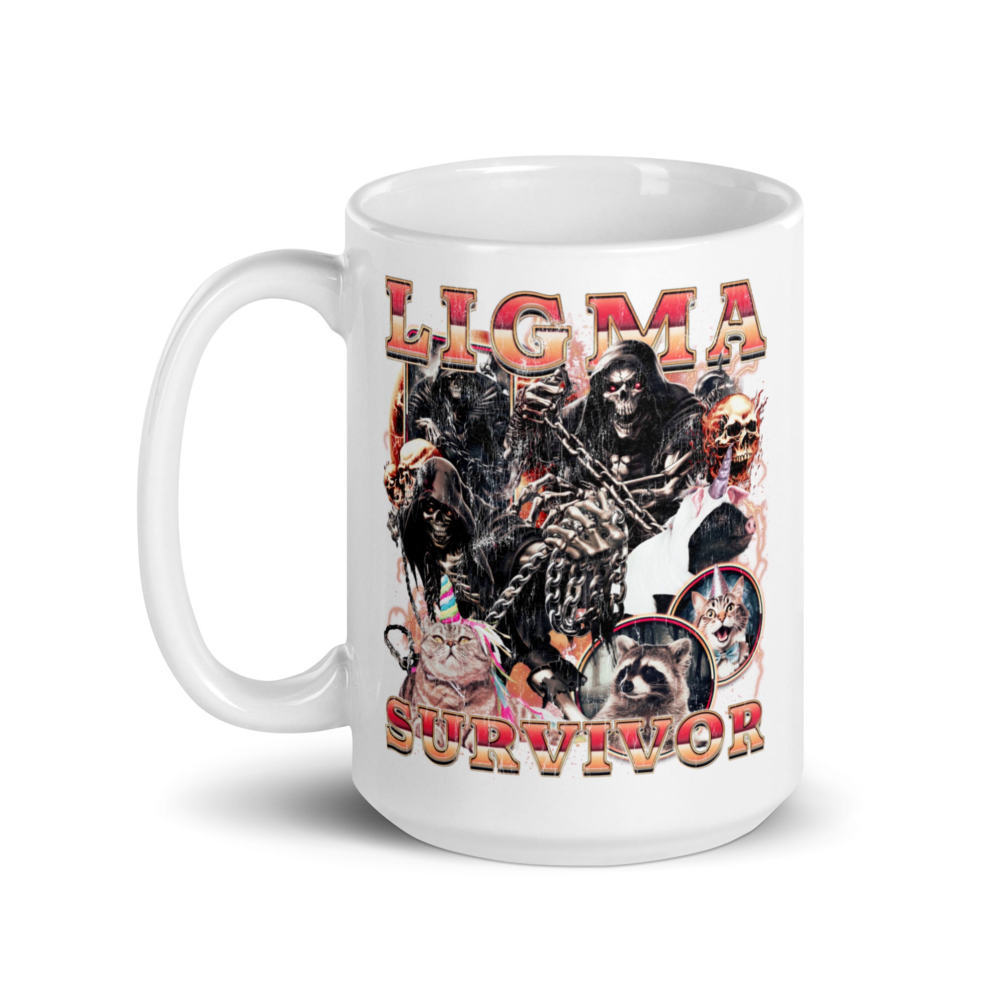 Ligma Survivor White glossy mug