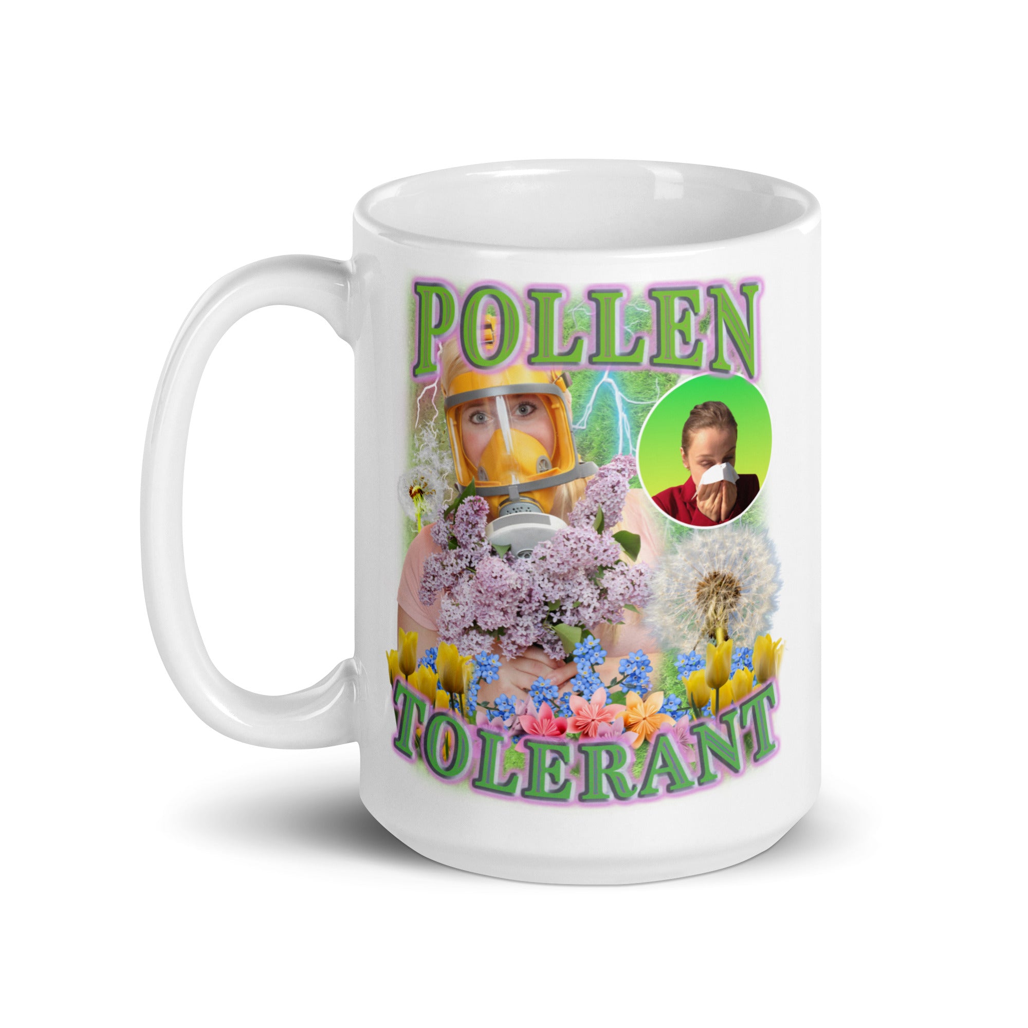 Pollen tolerant White glossy mug