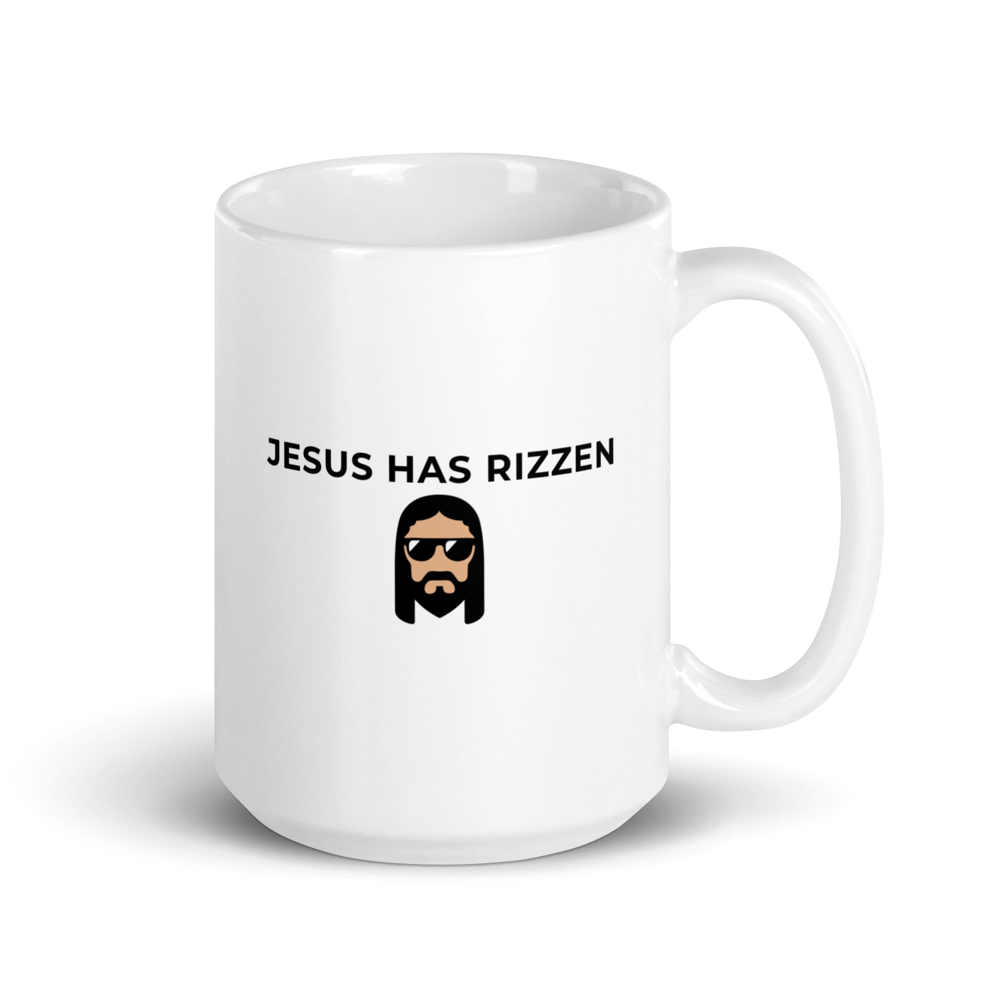 Jesus has Rizzen White glossy mug