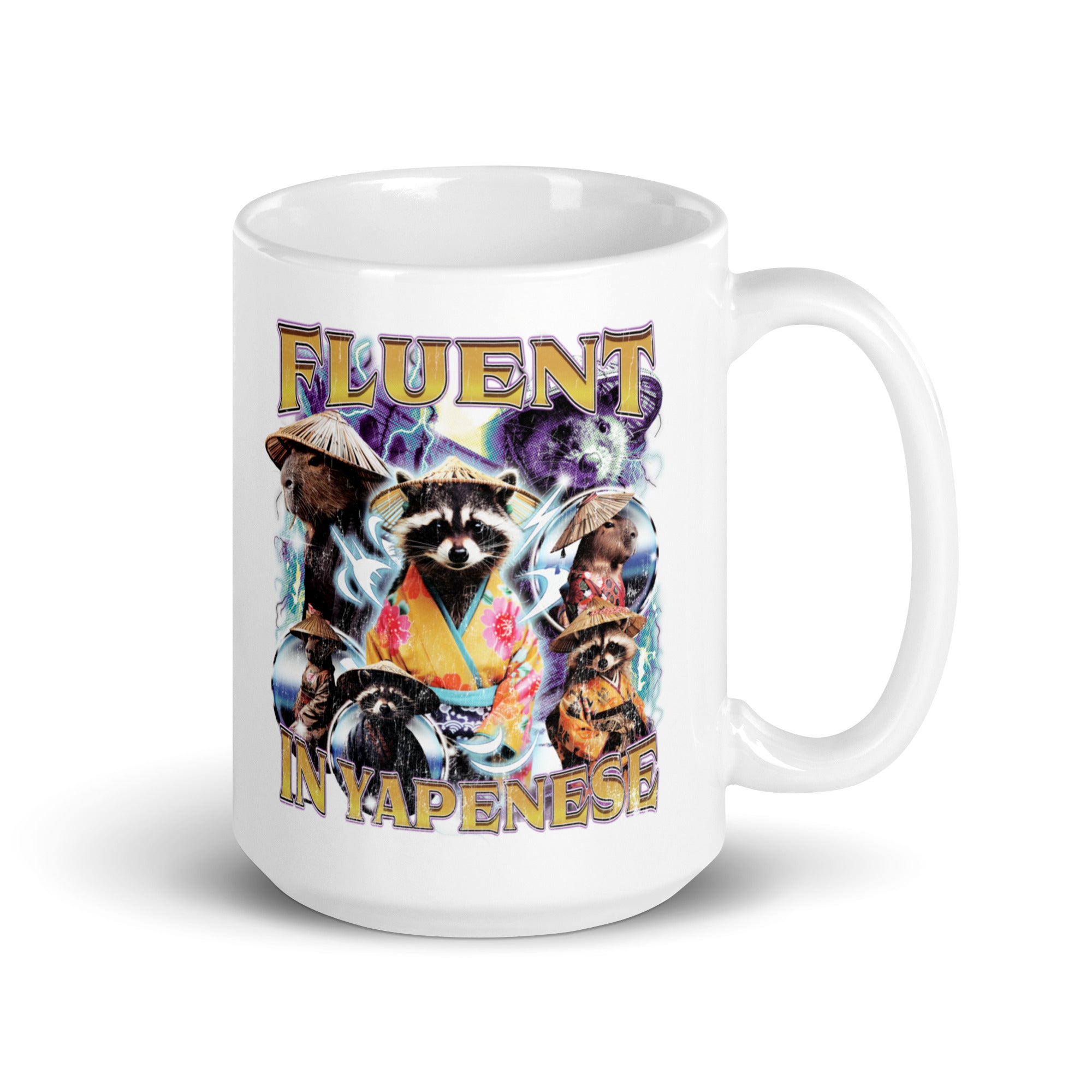 Fluent in Yapenese White glossy mug