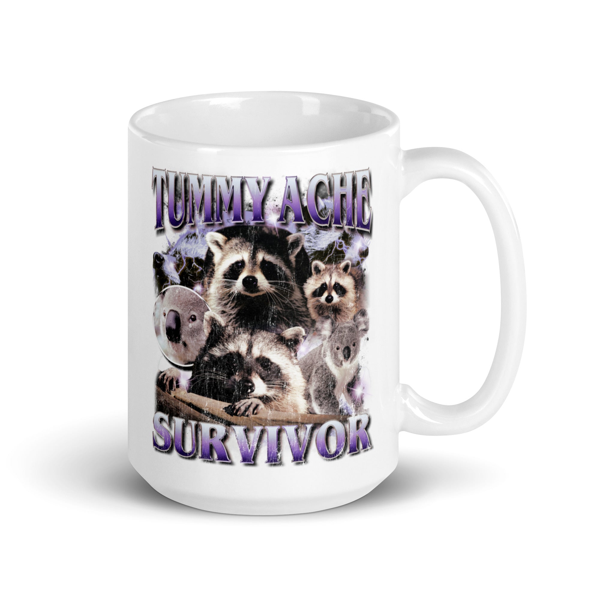 Tummy Ache Survivor White glossy mug