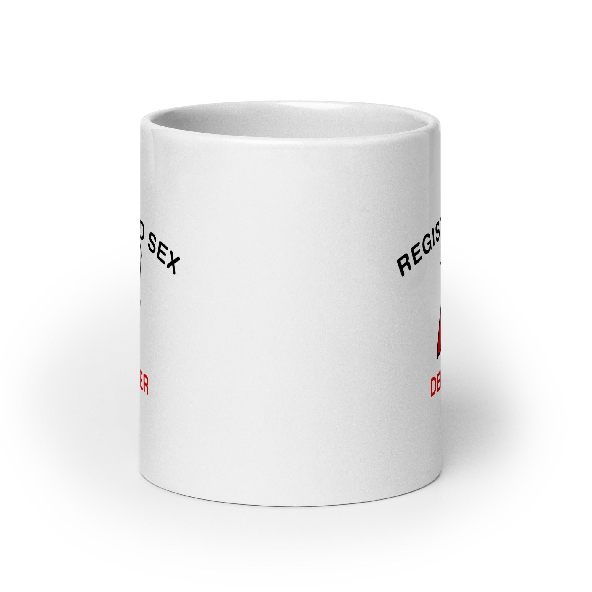 Registered Sex Defender White glossy mug