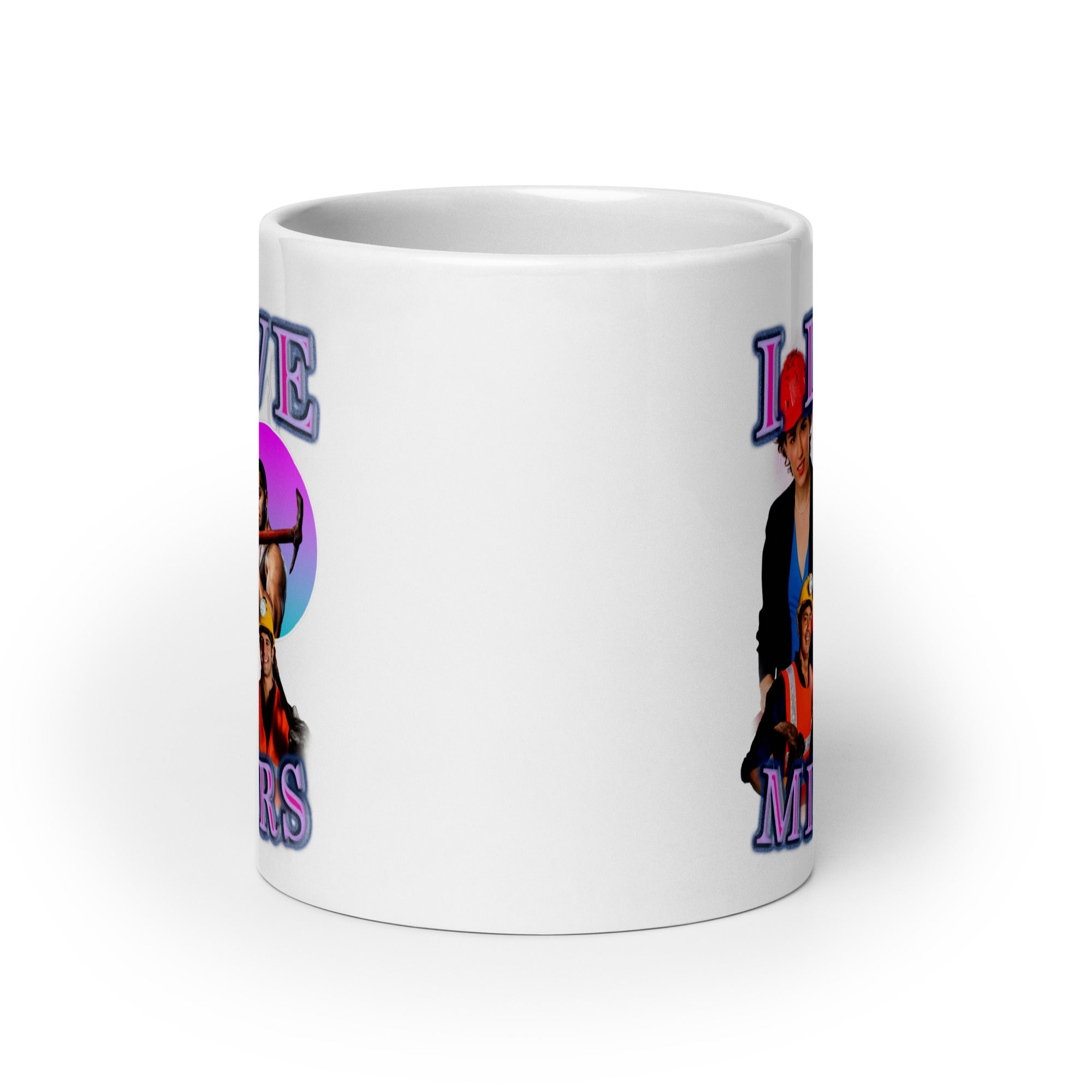 I Love Miners White glossy mug