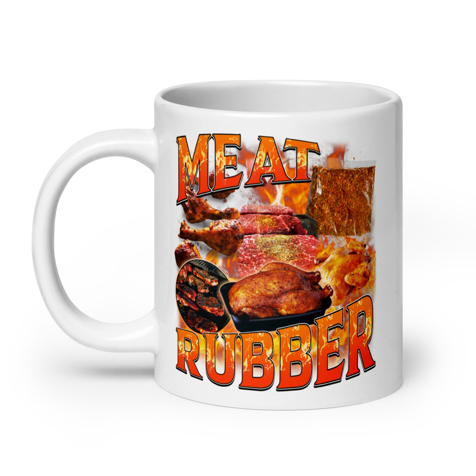 Meat Rubber White glossy mug