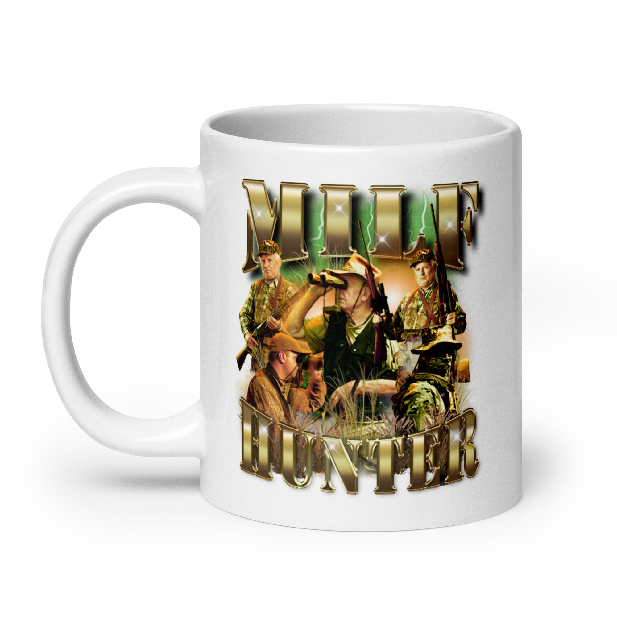 Milf Hunter White glossy mug