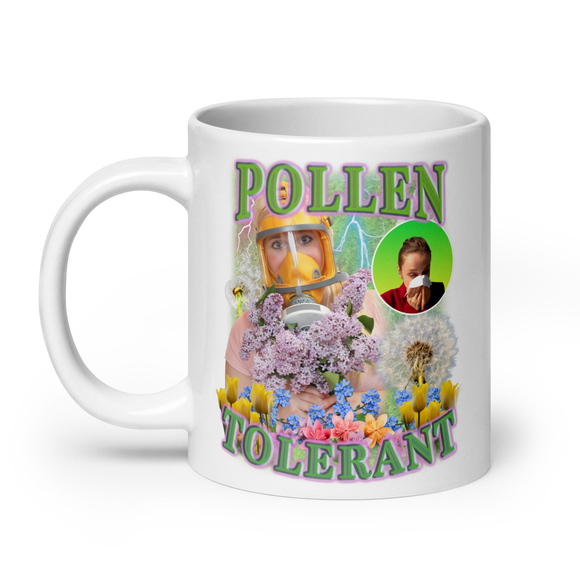 Pollen tolerant White glossy mug