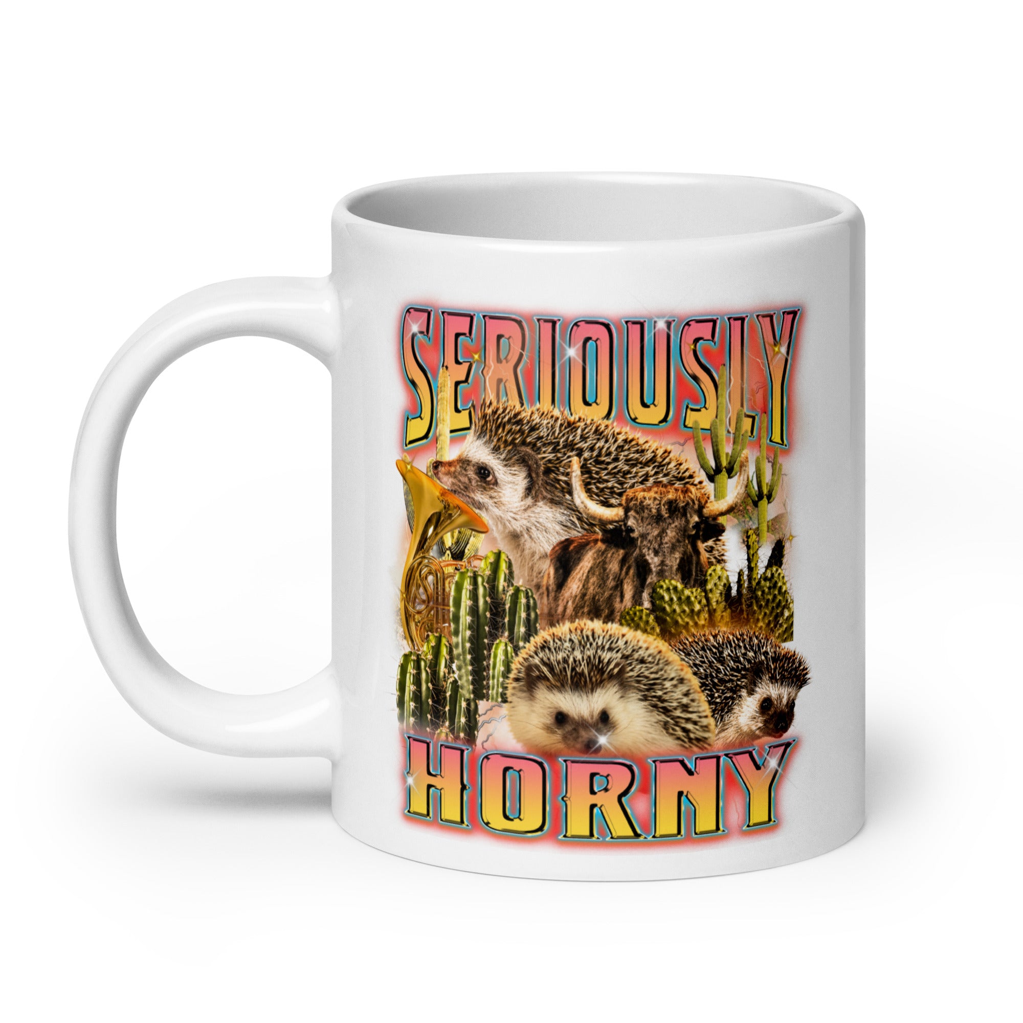 Seriously Horny White glossy mug