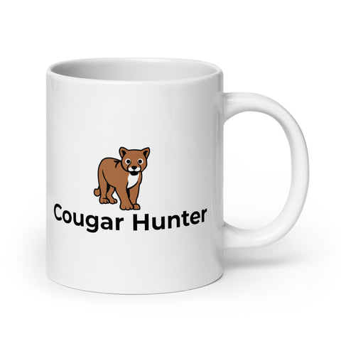 Cougar Hunter White glossy mug