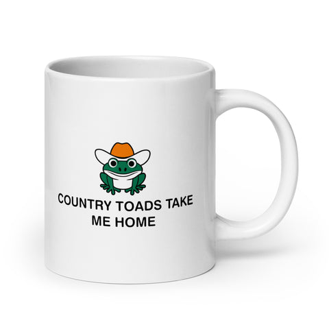 Country Toads Take Me Home White glossy mug