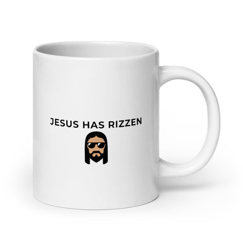 Jesus has Rizzen White glossy mug