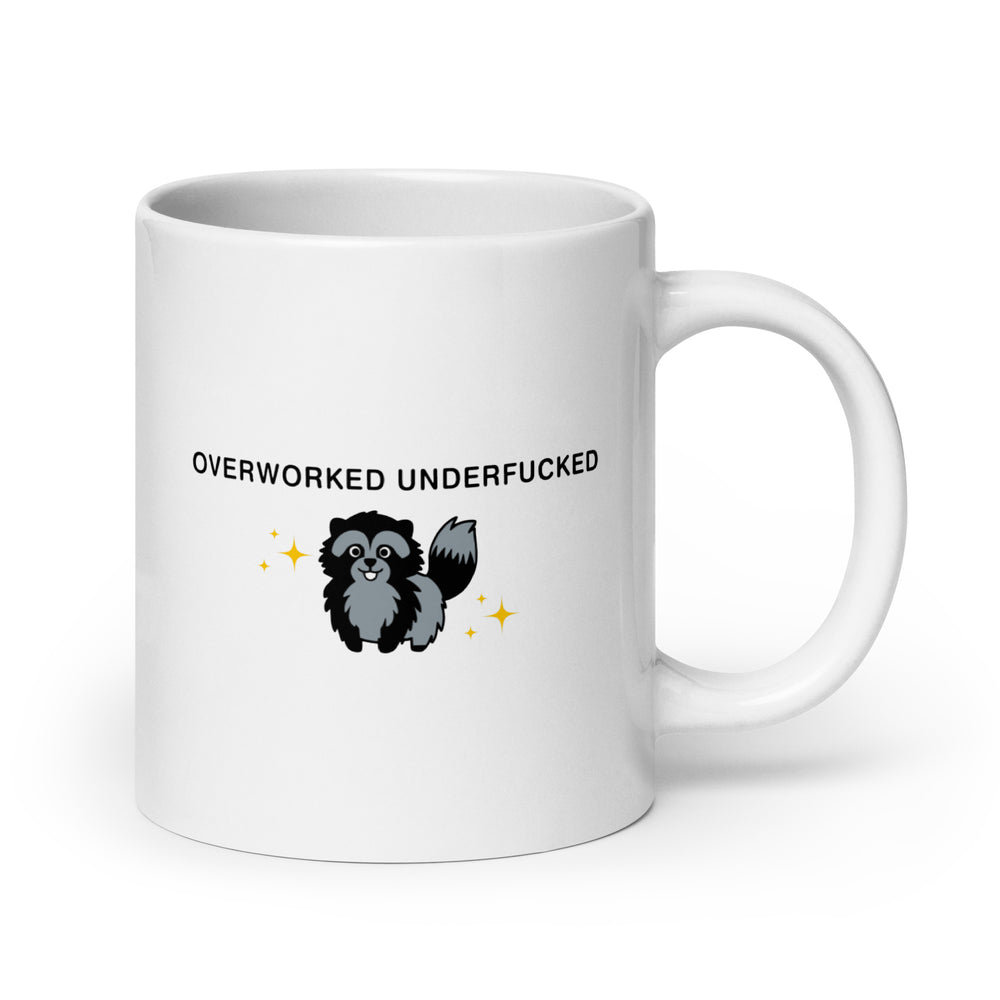 Overworked Underfucked White glossy mug