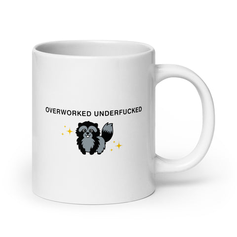 Overworked Underfucked White glossy mug