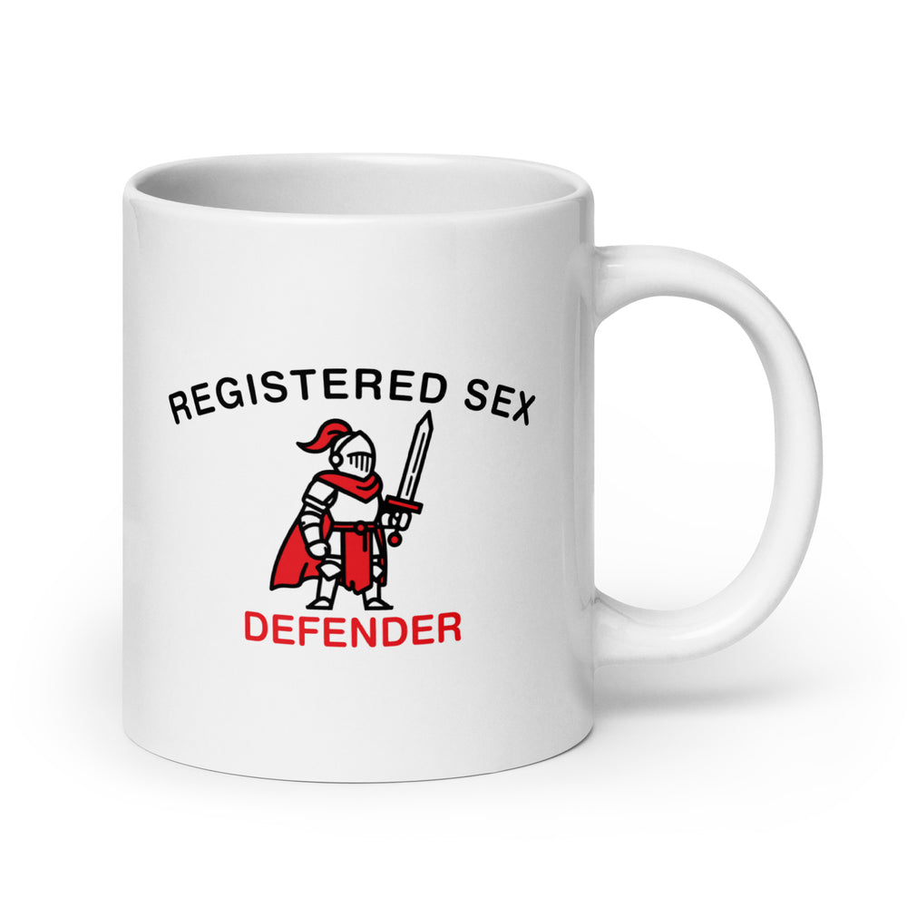 Registered Sex Defender White glossy mug