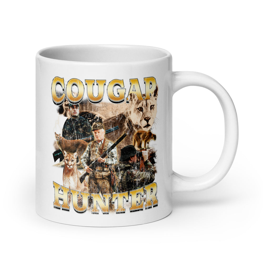 Cougar Hunter White glossy mug