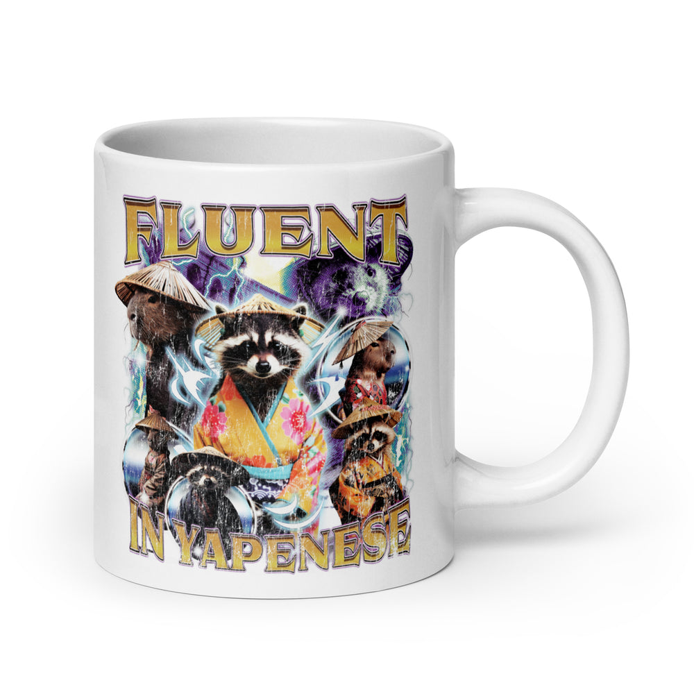 Fluent in Yapenese White glossy mug