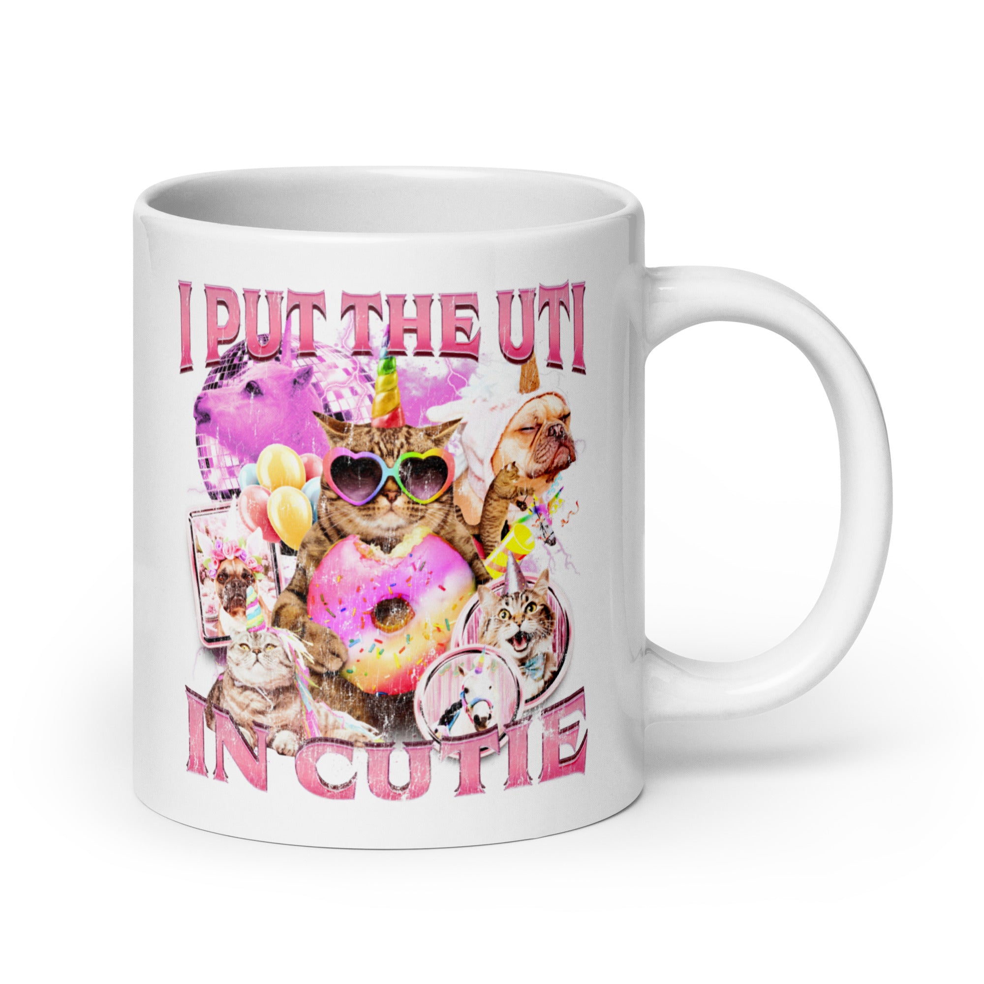 I Put the UTI in Cutie White glossy mug