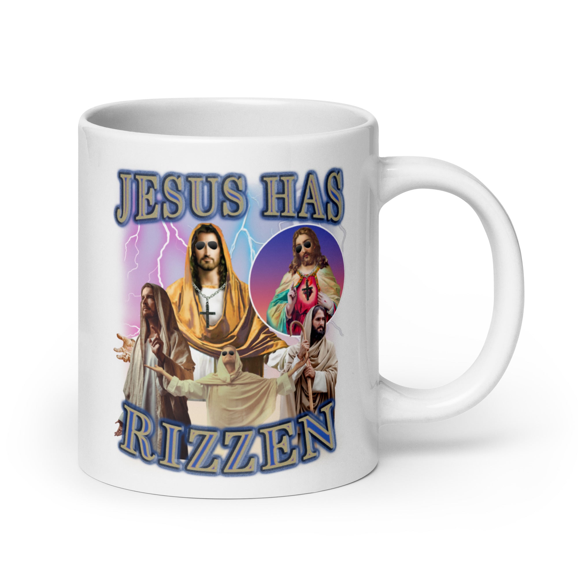 Jesus has Rizzen White glossy mug