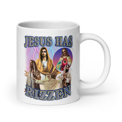 Jesus has Rizzen White glossy mug