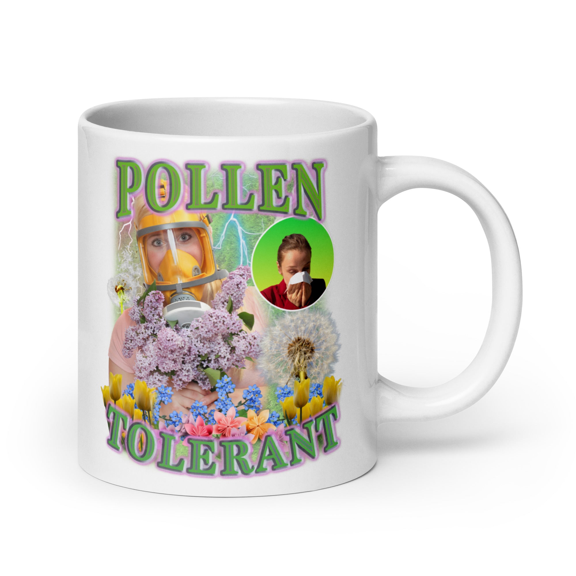 Pollen tolerant White glossy mug