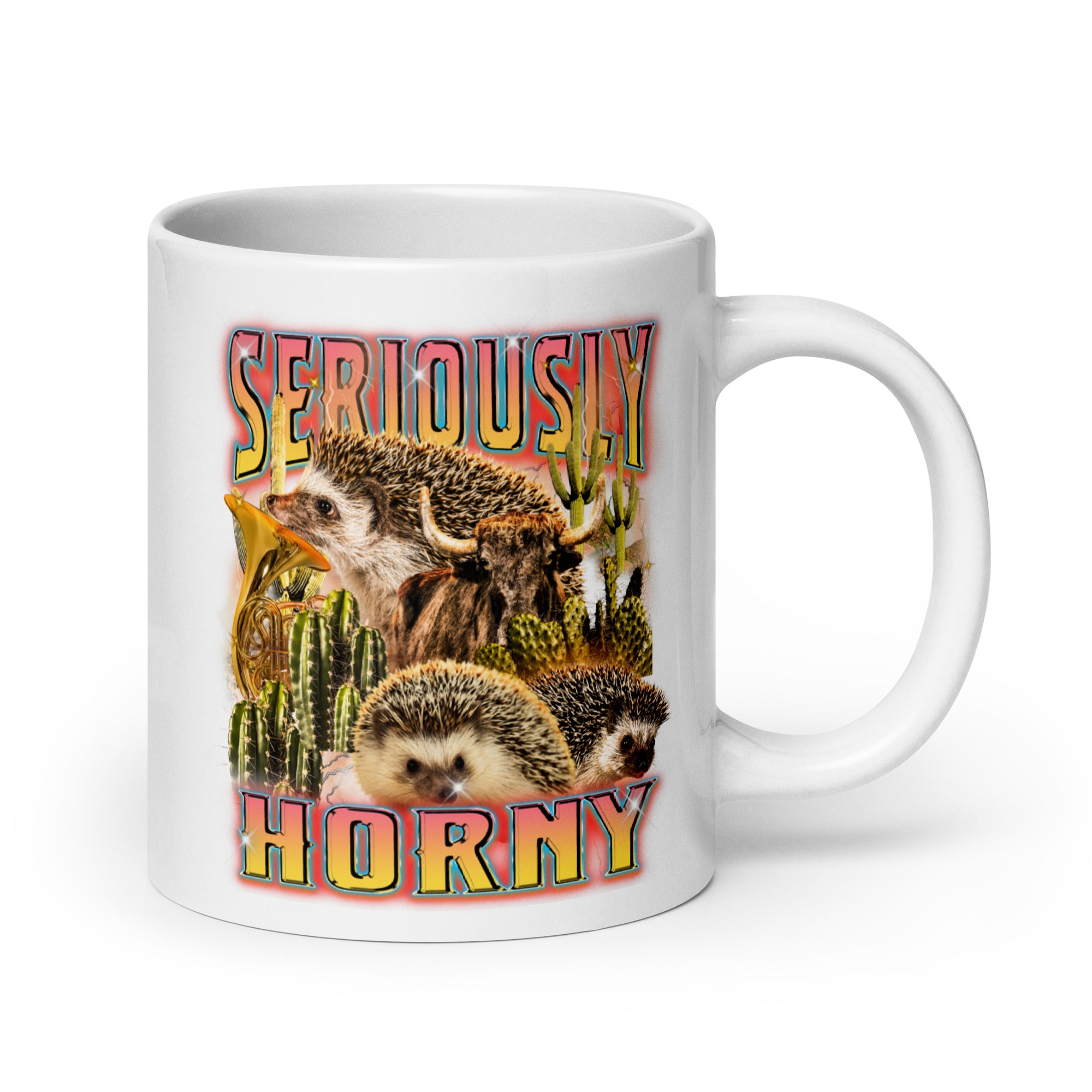 Seriously Horny White glossy mug